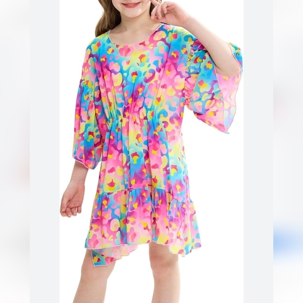 Beach Cover Up for Girls Leopard  Swim Bathing Suit Coverup Size OSFM